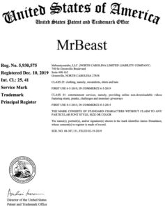 MrBeast Name Trademark Registration
