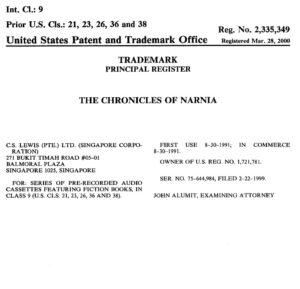 Book Title Trademark Narnia